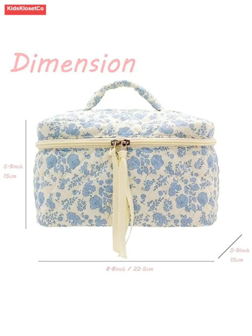 Quilted Cotton Makeup Bag Large Travel Cosmetic Organizer for Women